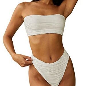 Elegant Cream Bandeau Bikini Set